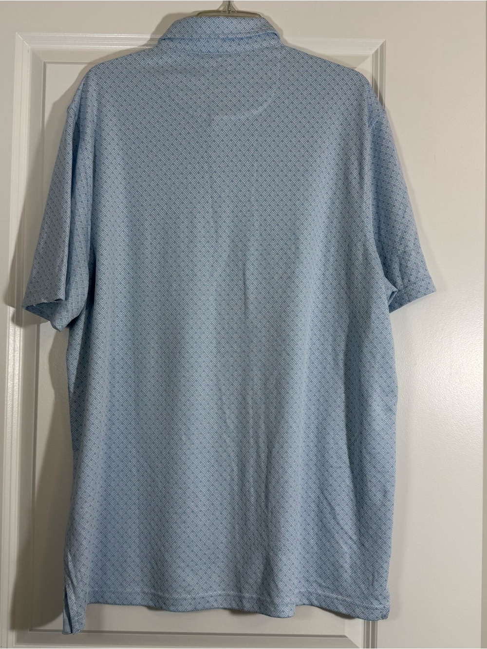 Jos A Bank Men’s Large Traditional Fit Light Blue Geometric Print Polo - Picture 6 of 13